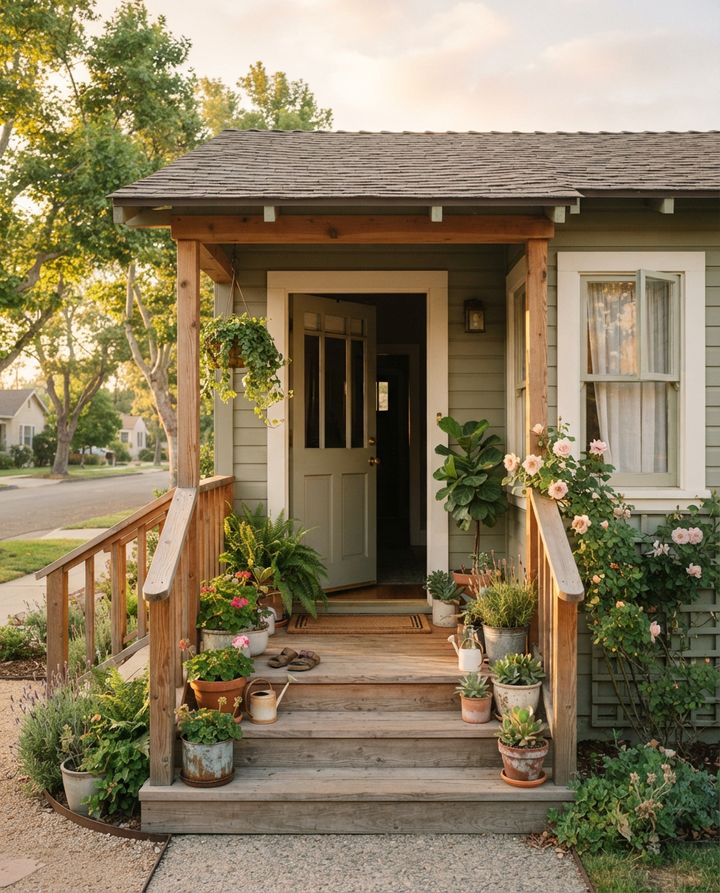 Front porch of a small home in morning light
